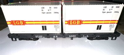 LGB 4069 Containerwagen SP mit Metallachsen Spur G