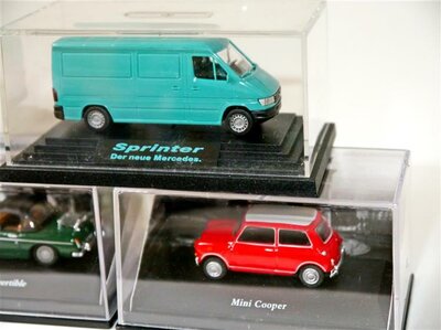 Herpa MGB Convertible, Mini Cooper, MB Sprinter 1:72