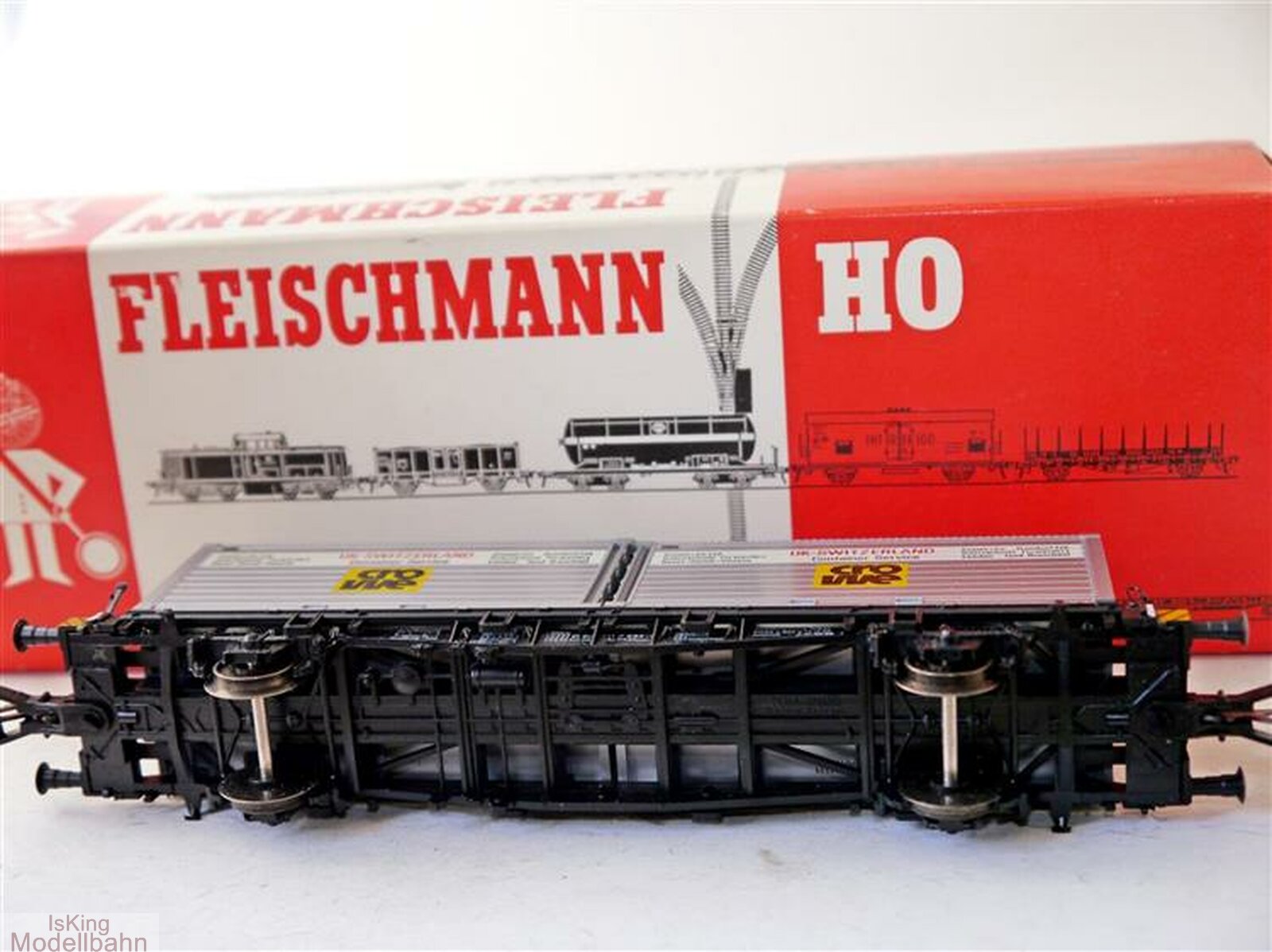 Fleischmann 631781.W2 H0 Containertragwagen mit grauem Container            #368 