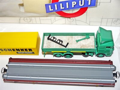 Liliput 200 09 H0 Flachwagen Saaks-z mit LKW Schenker der DB
