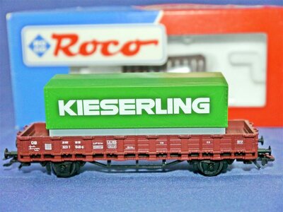 Roco 46031 H0 Rungenwagen - beladen mit Kieserling Container - der DB