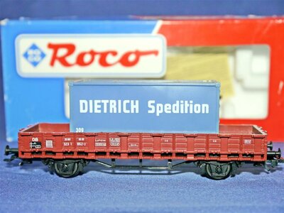 Roco 46031 H0 Rungenwagen - beladen mit Dietrich Container - der DB