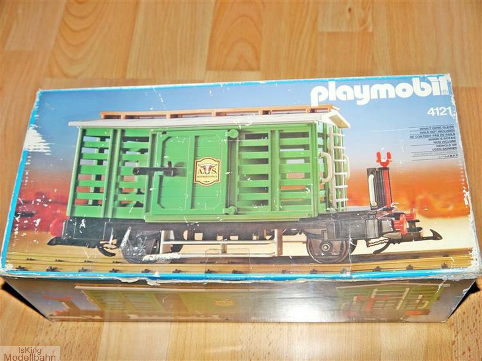 Playmobil 4121 Eisenbahn Western Viehwagen Waggon Spur G Vintage 1987 grün RAR 