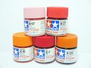 Tamiya Acrylfarben 4 Lackfarben + Clear Orange u. Red X...