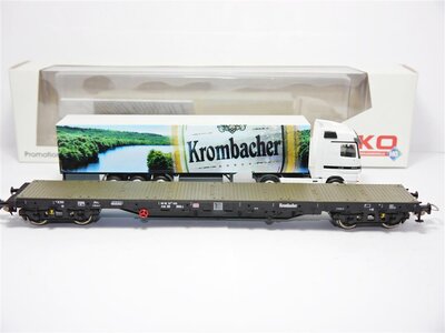 Piko 72035 H0 AC Flachwagen mit Krombacher LKW Truck der DB