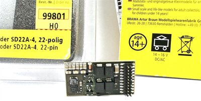 Brawa 99801 H0 Sounddecoder SD22A-4 22-polig