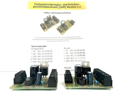 Schnwitz 2x Festspannungsregler- und Brckengleichrichtermodel FBM 15V