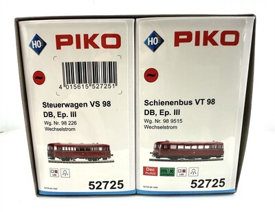 Piko 52725 H0 AC Schienenbus VT 98 + Beiwagen VS 98 der DB digital