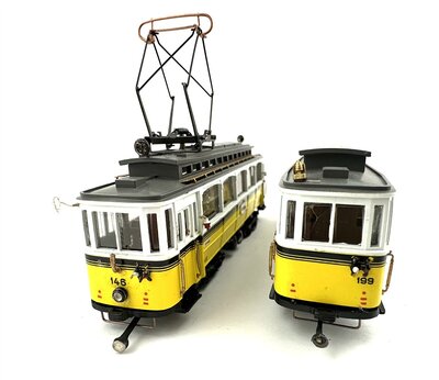 Spieth H0m Straenbahn 146 mit Beiwagen 199 mit Motor