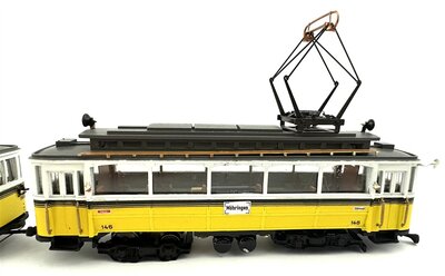 Spieth H0m Straenbahn 146 mit Beiwagen 199 mit Motor