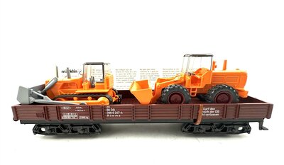 Mrklin 4474 H0 Niederbordwagen mit Wiking Baufahrzeugen