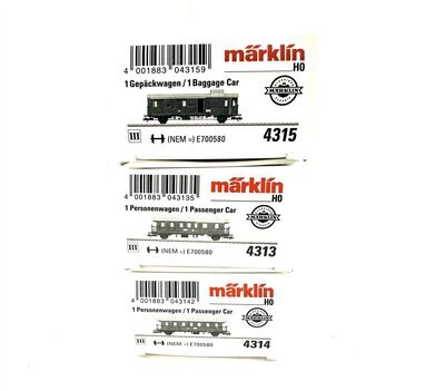 Mrklin 4313 - 4315 H0 Personenwagen-Set Donnerbchsen Ep.III der DB