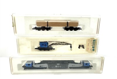 Mrklin Z Tiefladewagen, Kranwagen und Langholzwagen