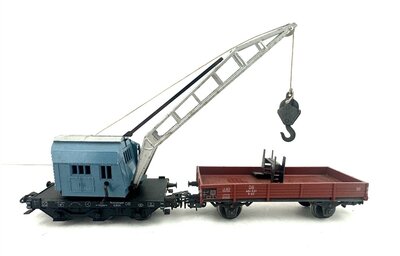 Mrklin 4671 H0 Kranwagen mit Flachwagen der DB