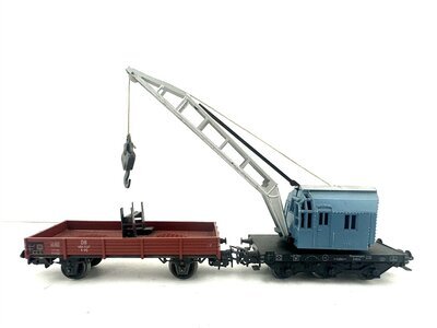 Mrklin 4671 H0 Kranwagen mit Flachwagen der DB