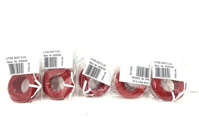 Litze Kabel einadrig 0,22 in rot 5 Stck