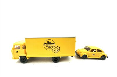 Wiking H0 Magirus und VW Käfer Postfahrzeuge 2 Stück