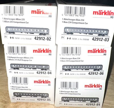 M�rklin 42912 H0 Schnellzugwagen-Set Ep.IV der DB