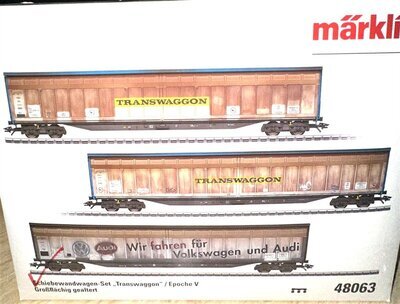 M�rklin 48063 H0 Schiebewandwagen-Set Transwaggon der DB-AG