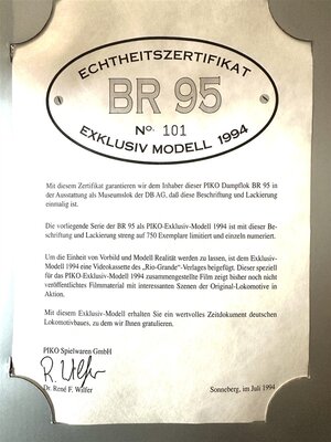 Piko 57093 H0 Dampflok BR 95 Exclusive Modell 1994