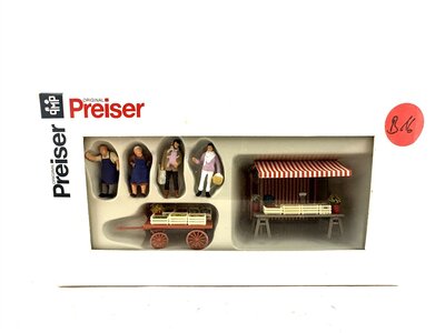 Preiser 10053 H0 Obst- und Gem�sest�nde mit Figuren 1:87