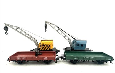 M�rklin H0 2 Kranwagen mit Flachwagen der DB