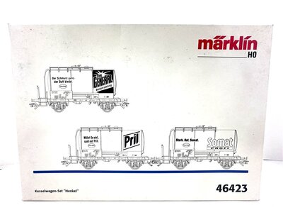 M�rklin 46423 H0 AC Vorderseite Kesselwagen-Set "Henkel"...