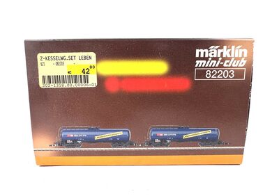 Vorderansicht OVP f�r M�rklin 82203 Z Kesselwagen-Set "Leben" der SBB