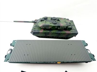 M�rklin 48870 H0 Schwerlast Flachwagen mit Panzer Leopard 2A6 OVP
