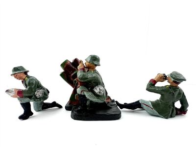 Elastolin Hausser Massefiguren vor 1940 - Granatwerfer-Set 7cm