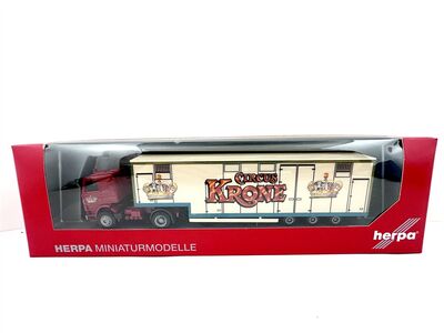 Herpa 155977 H0 Scania 143 400 SZ Sattelzug Circus Krone NEU