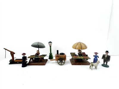 Erzgebirge Figuren (1920er/30er) Marktszene mit St�nden f�r Spur 0