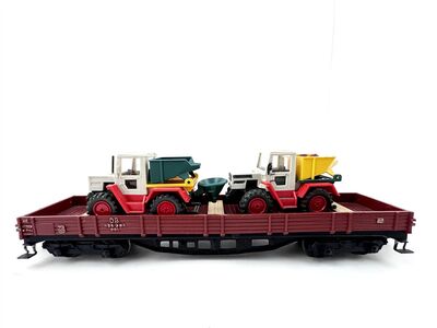 M�rklin H0 Flachwagen der DB mit 2 Wiking Traktoren / Muldenkipper 1:87
